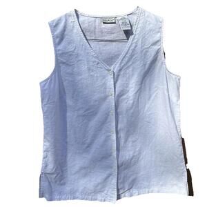 VTG White Stag Delicate Linen Blend Shirt Vest Embroidered Sz L